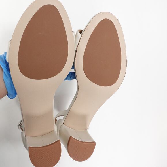 New Quince Womens Italian Leather Shoes Block Heels Bone Cream Shoes Size 8 - Picture 6 of 6